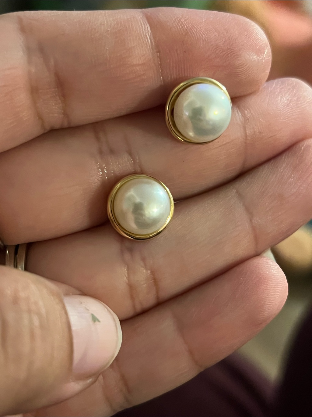 Freshwater Cultured 9-10mm Pearl 14kt Yellow Gold Bezel Earrings